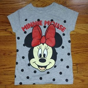 Girls Minnie Mouse Shirt, Girls Gray Minnie Mouse Glitter Bow Shirt,Girls Minnie